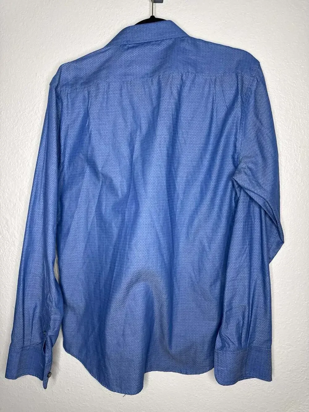 Beverly Hills Polo Club Blue Diamond Pattern Long Sleeve Button-Up Shirt